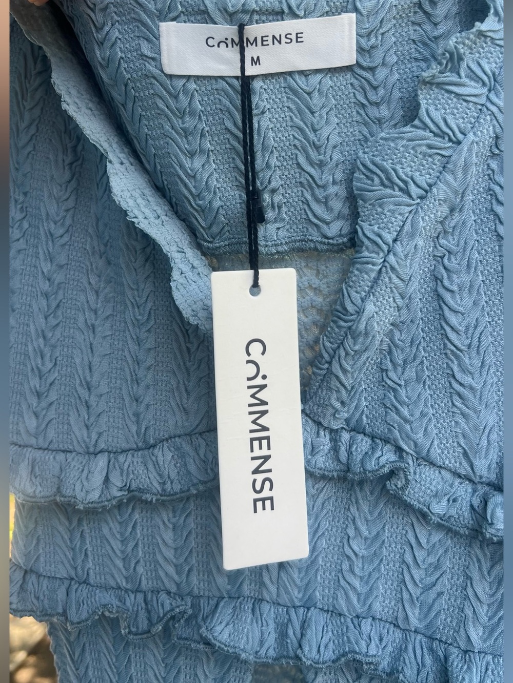 Commense Powder Blue Cable Knit Ruffle Dress - Picture 6 of 9